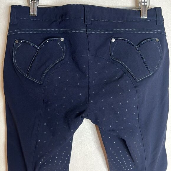 Animo Donna women’s navy blue equestrian riding breeches IT40 bedazzle size 30 - Picture 11 of 14